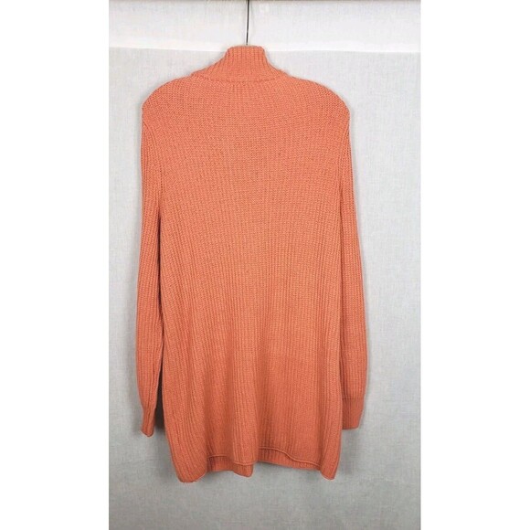 Soft Surroundings Highland Tunic Sweater‎ L Chunky Knit Coral Orange Pocket Cozy - Picture 2 of 6